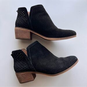 Susina Blakely Black Suede Perforated Ankle Booties